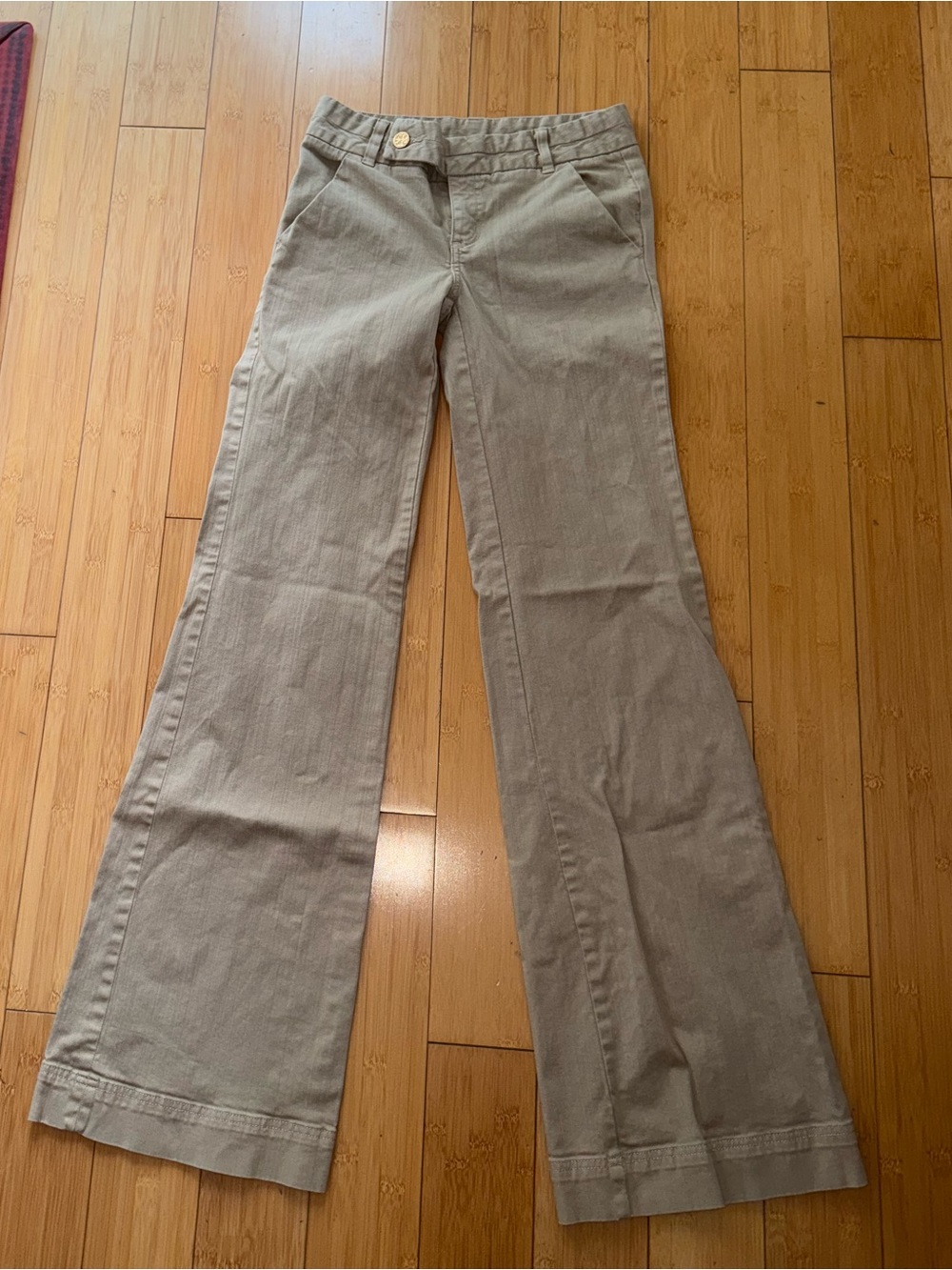 Tory Burch Khaki Cotton Blend Flare Pants Size 25